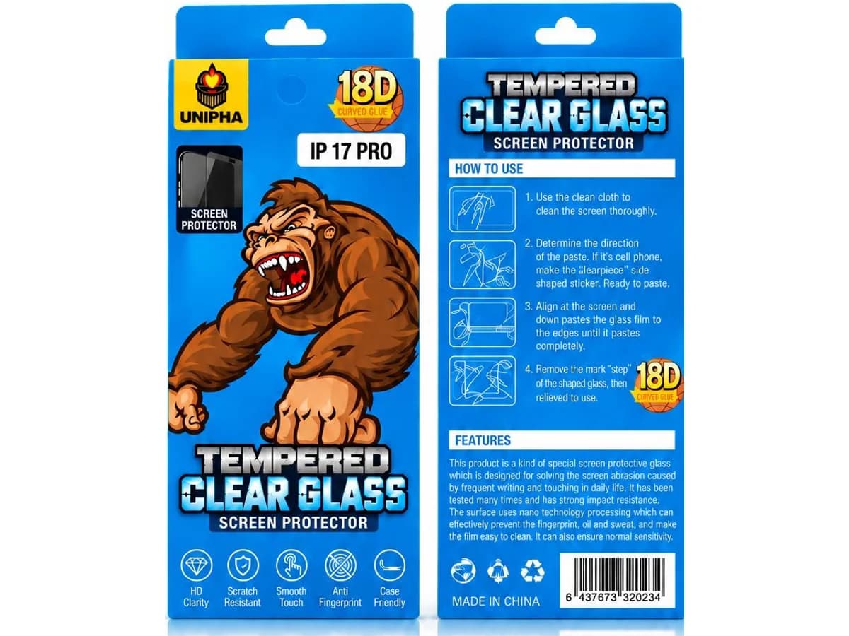 Unipha 18D Tempered Clear Glass Screen Protector